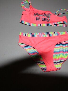 Multi Color Reversibile 2 Pcs Justice Bikini Swimsuit Size 8